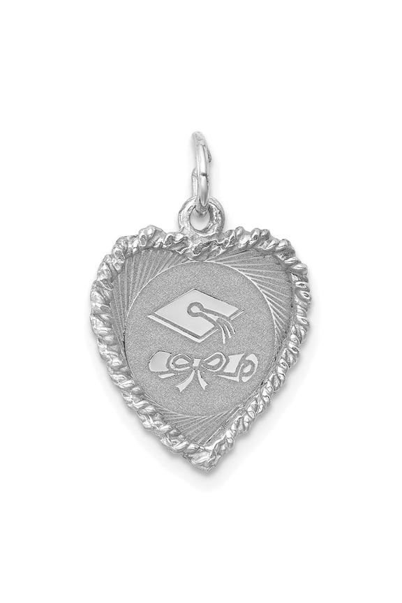 Sterling Silver Heart Pendant Necklace with Graduation Cap and Diploma Design for Women, 925 Academic Jewelry for High School or College Graduate Celebration Keepsake