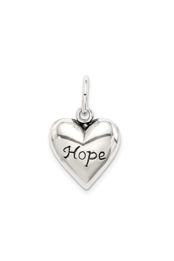 Sterling Silver Heart Pendant Necklace with Hope Engraving for Women, Inspirational Symbol of Strength, Encouragement, and Positivity, Uplifting Charm Jewelry for Daily Wear