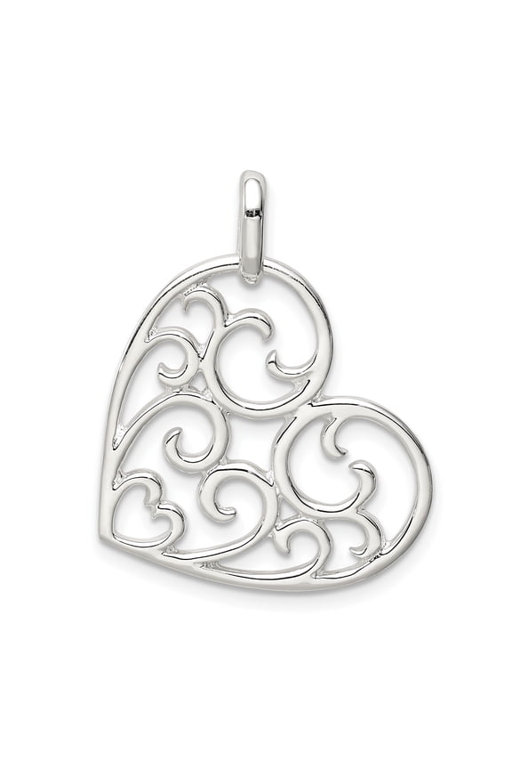 Sterling Silver Heart Pendant Necklace for Women with Filigree Scroll Design, Romantic Symbolic Jewelry for Anniversary, Modern and Classic Style Charm for Everyday Elegance