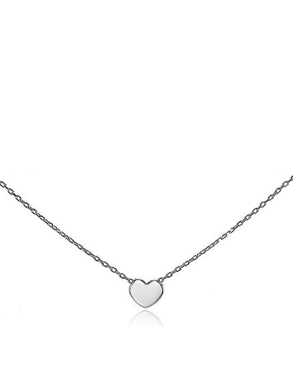 18K White Gold Plated Heart Pendant Necklace