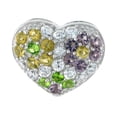 thumbnail image 1 of Sterling Silver Heart Pendant, w/ Brilliant Cut Clear, Amethyst-colored, Peridot-colored & Yellow Topaz-colored CZ Stones, 9/16" (14 mm) tall, w/ 18" Thin Snake Chain, 1 of 1