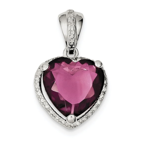 Sterling Silver Heart Red Cz Pendant (31 X 18) Made In China qp936