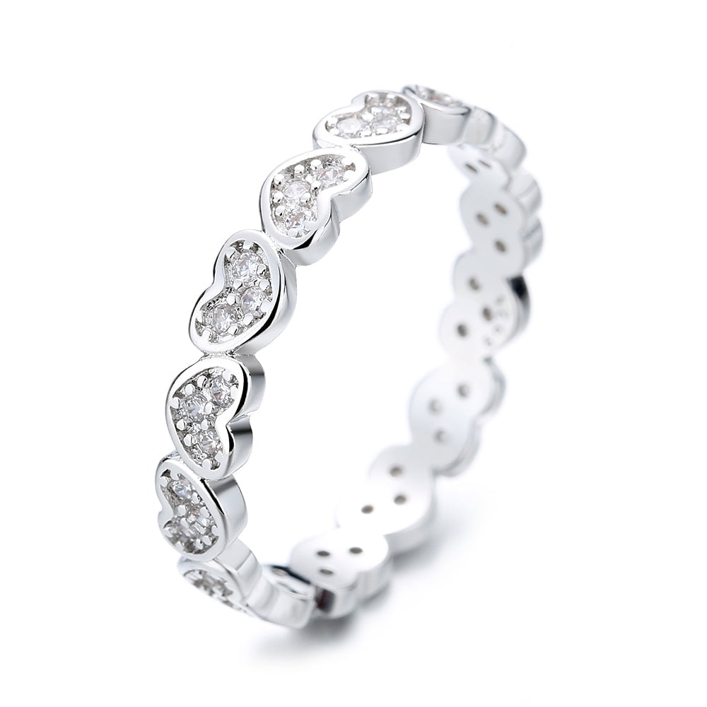 Sterling Silver Heart Ring With Crystals from Swarovski - Walmart.com