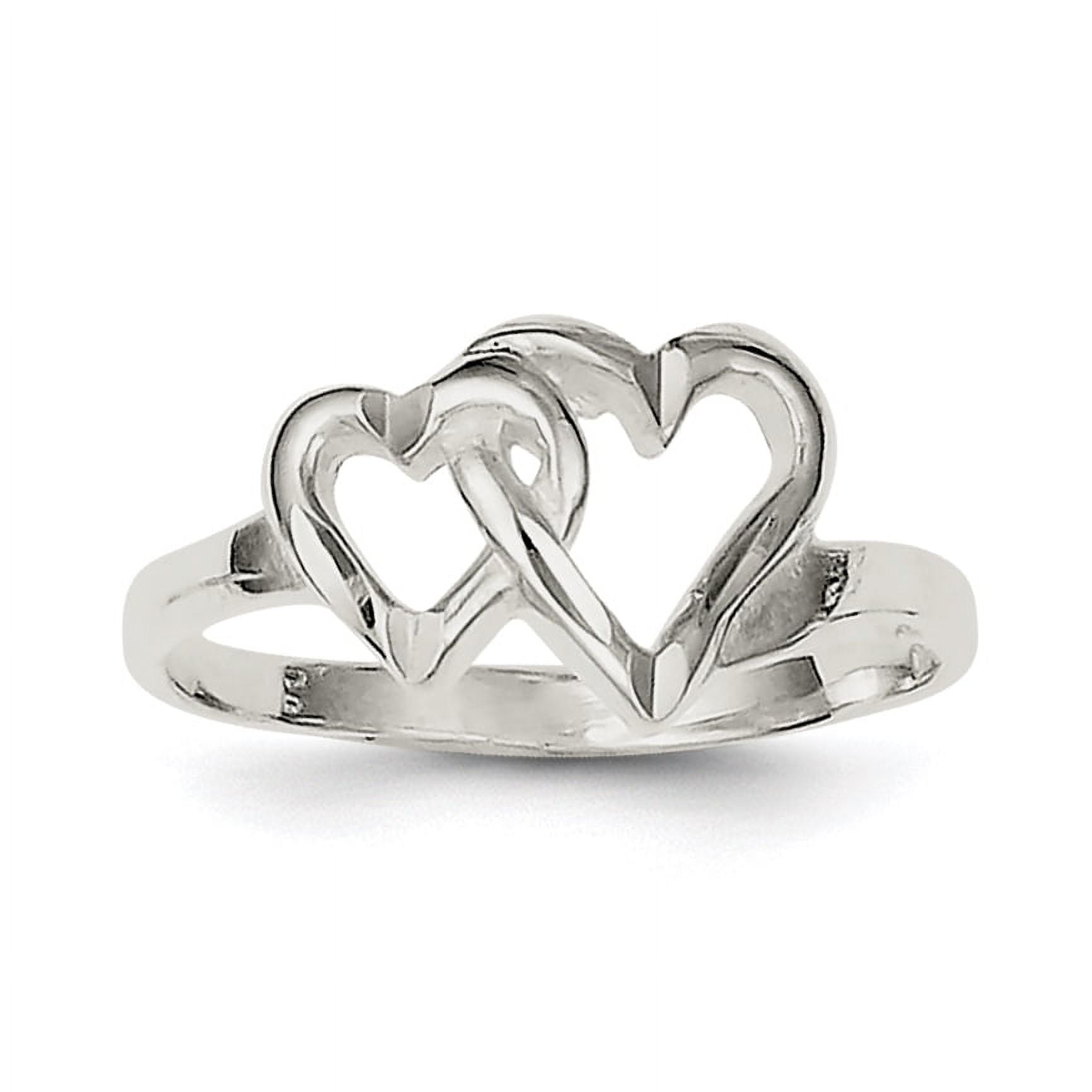 14k White Gold Double Heart 1/4ctw Diamond Ring | Dunkin's Diamonds