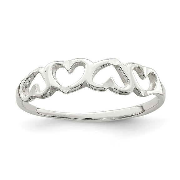 925 Sterling Silver Solid Polished Love Heart Ring Size 7 - 1.2 Grams - Jewelry Gift for Mom