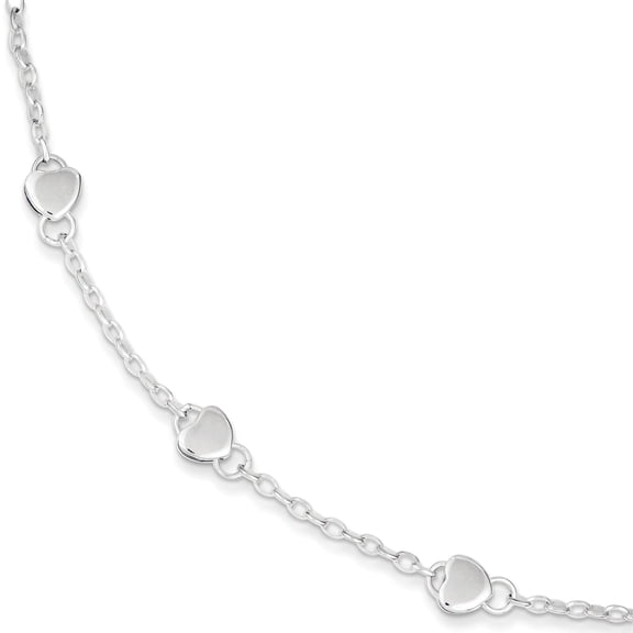 Sterling Silver Heart Rolo Link Bracelet 6"