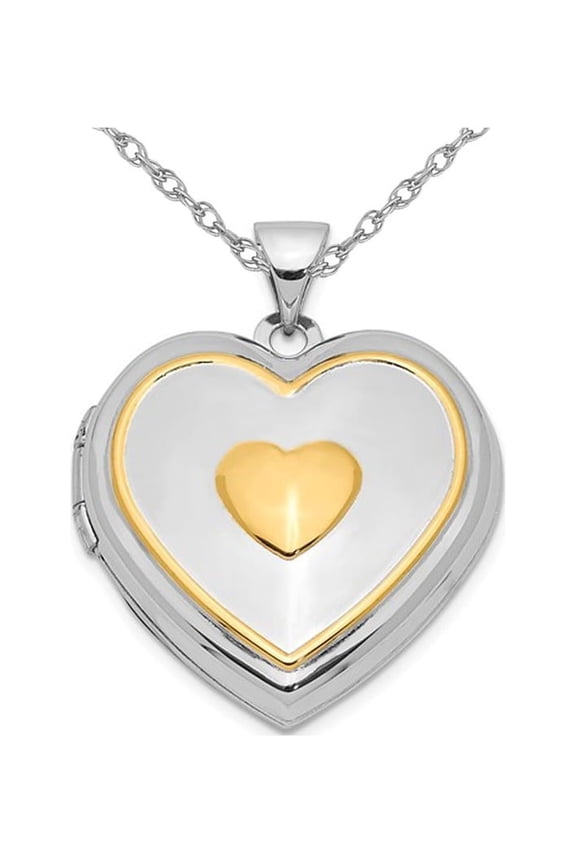 Gem & Harmony Sterling Silver Heart Shaped Locket Pendant with Chain for Women