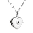 thumbnail image 1 of Sterling Silver Heart Shaped Photo Locket Necklace with Genuine 1pt Diamond, 18 Inch Chain, 1 of 1