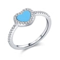 thumbnail image 1 of Sterling Silver Heart-Shaped Turquoise Ring for Women: Seiko Processing, Fashion Simple Style, Gemstone Inlay, 1 of 6