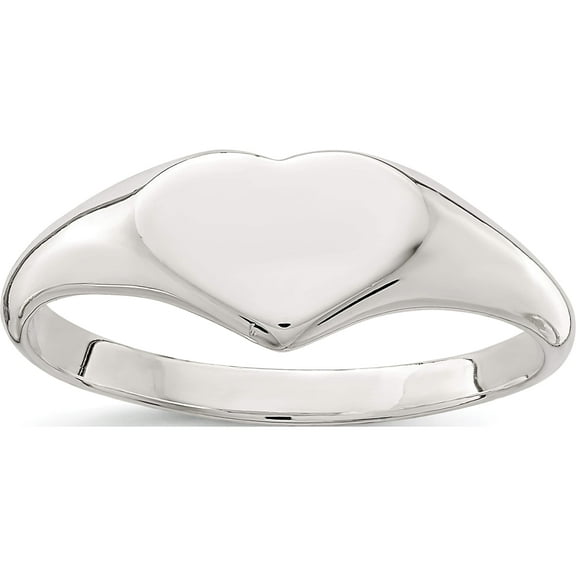 Sterling Silver Heart Signet Ring (Size 8) Made In India qr2433-8