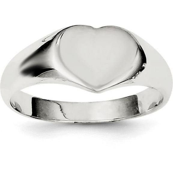 Sterling Silver Heart Signet Ring Sz 8