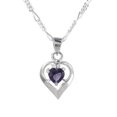 thumbnail image 1 of Sterling Silver Heart Solitaire Birth Crystal Necklace, February Purple, 1 of 1