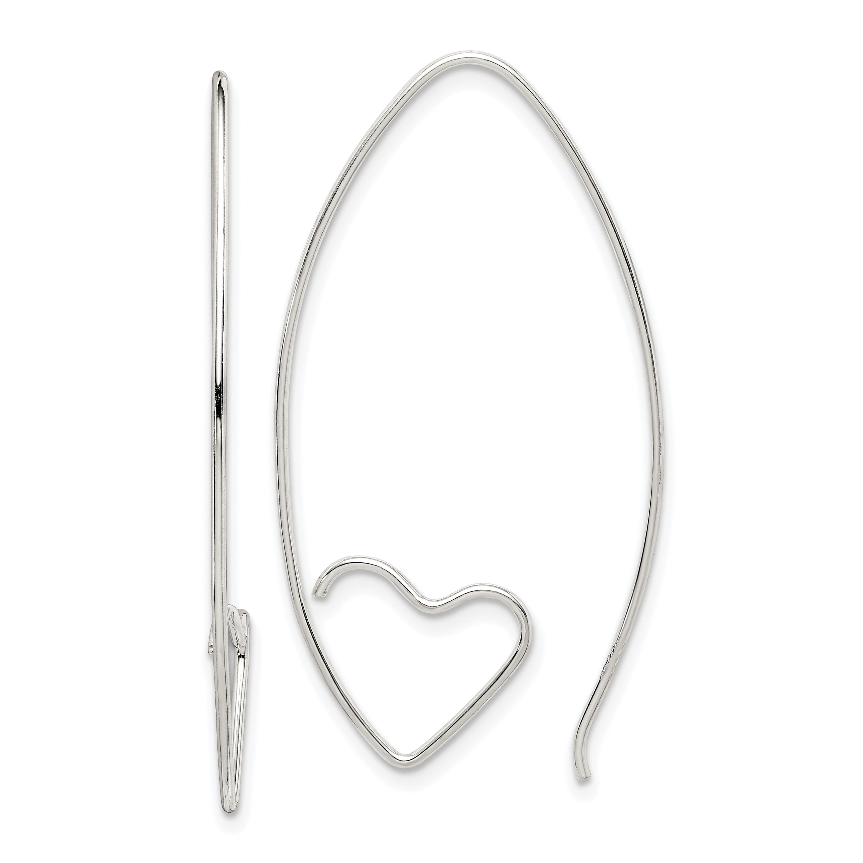 Sterling Silver Heart Threaded Stud Earrings