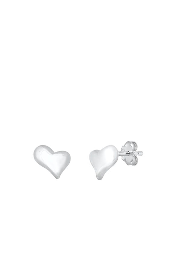 Sterling Silver Heart Wave Stud High Polished Love Earrings Post .925 New Jewelry Female Unisex