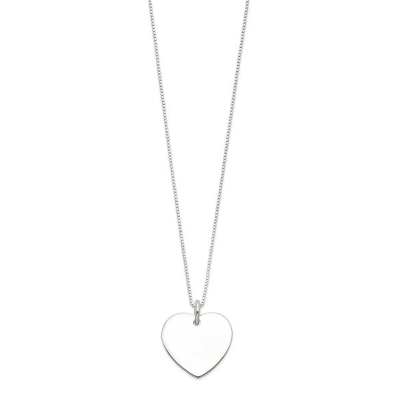 Sterling Silver Heart With Box Chain - 4.1 Grams - 18 Inch - Spring Ring - Measures 25mm Wide