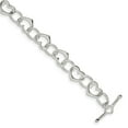 thumbnail image 1 of Sterling Silver Heart and Circle Link Bracelet - 8.7 Grams - 7.5 Inch - Toggle - Measures 10mm Wide, 1 of 1