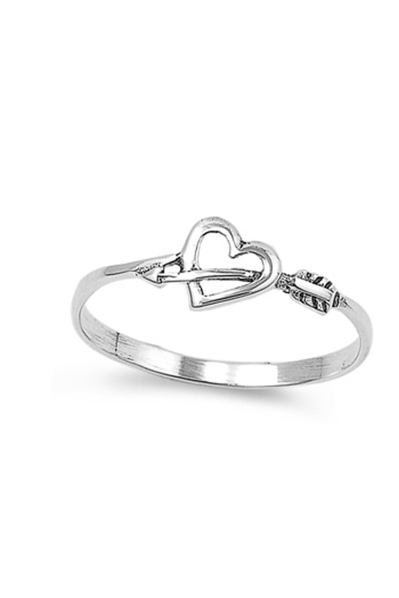 Sterling Silver Heart w/ Arrow Ring Love Romantic Band 925 Jewelry Female Male Unisex Size 8