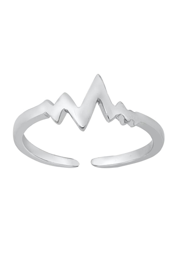 Sterling Silver Heartbeat Toe Ring Adjustable Midi EKG Band 925 New Jewelry Female Unisex