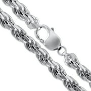SAC SILVER Sterling Silver Heavy Diamond-Cut Rope Chain 12mm Solid 925 Italy Men's Necklace 24" Jewelry Female