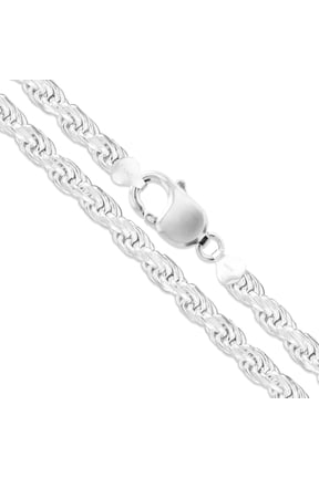 Sterling Silver Heavy Diamond-Cut Rope Chain 7mm Solid 925 Italy Men's Necklace 22" Jewelry Female