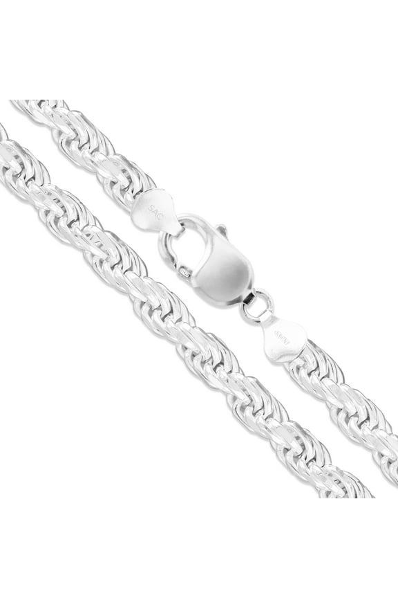Sterling Silver Heavy Diamond-Cut Rope Chain 8mm Solid 925 Italy Men's Necklace 28" Jewelry Female