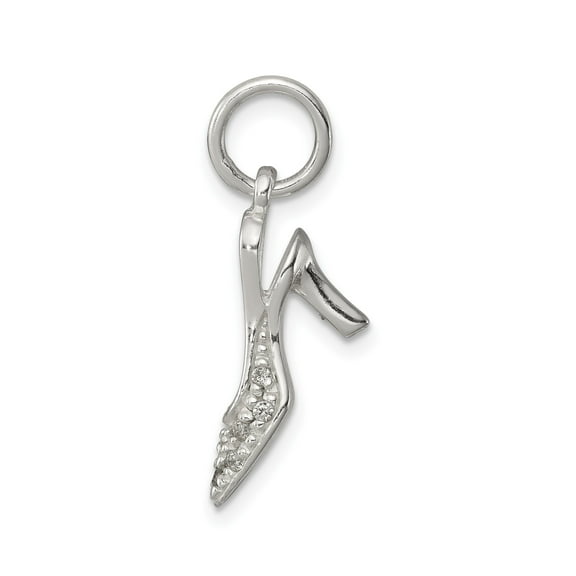 Sterling Silver High Heel Shoe Pendant Charm for Women with Clear Stones, Fashion Jewelry for Necklace or Bracelet, Feminine Style Accessory