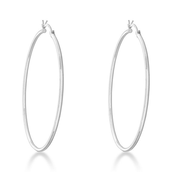 Sterling Silver High Polish 2mmx60 Diameter Hoop Earrings For Women