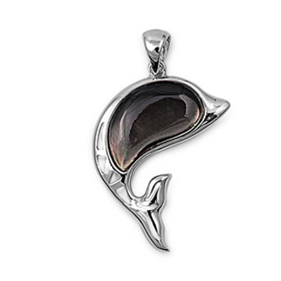 Sterling Silver High Polish Dolphin Pendant Simulated Mother of Pearl Charm 925 Jewelry Female