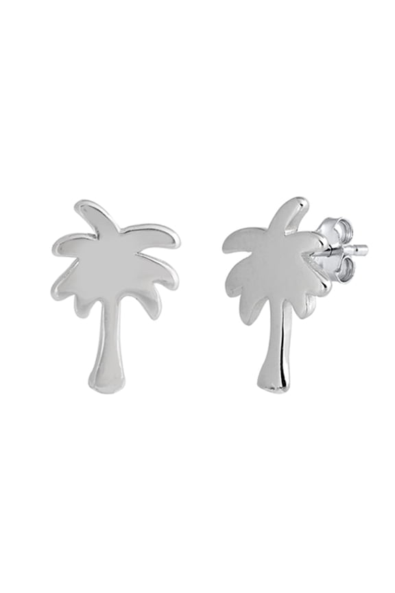 Sterling Silver High Polish Palm Tree Nature Tropical Beach Getaway Earrings 925 Jewelry Female
