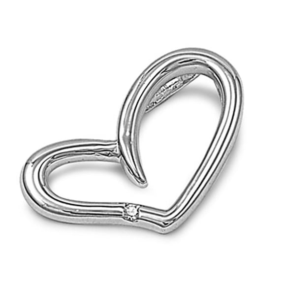 Sterling Silver High Polish Promise Heart Slider Pendant Clear Cubic Zirconia Jewelry Female Unisex