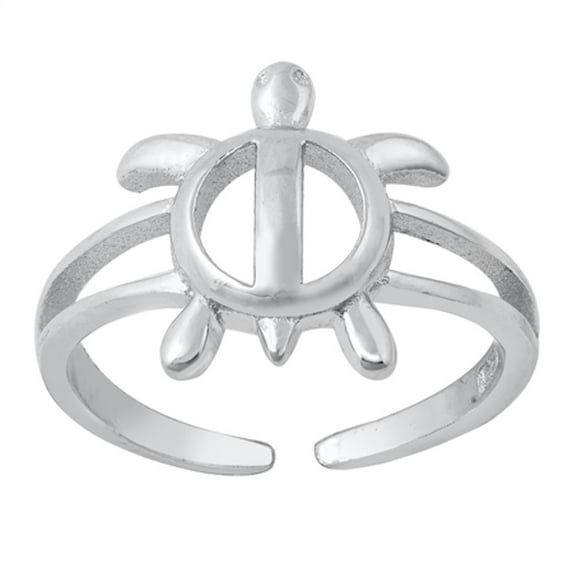 Sterling Silver High Polish Turtle Toe Ring Adjustable Midi Beach Band 925 New Jewelry Female Unisex