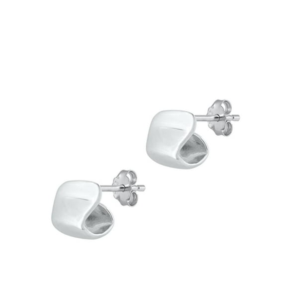 Sterling Silver High Polished Abstract Stud Earrings 925 New Jewelry Female Unisex