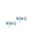 thumbnail image 1 of Sterling Silver High Polished Blue Simulated Opal Dragonfly Earrings 925 New Jewelry Female Unisex, 1 of 3