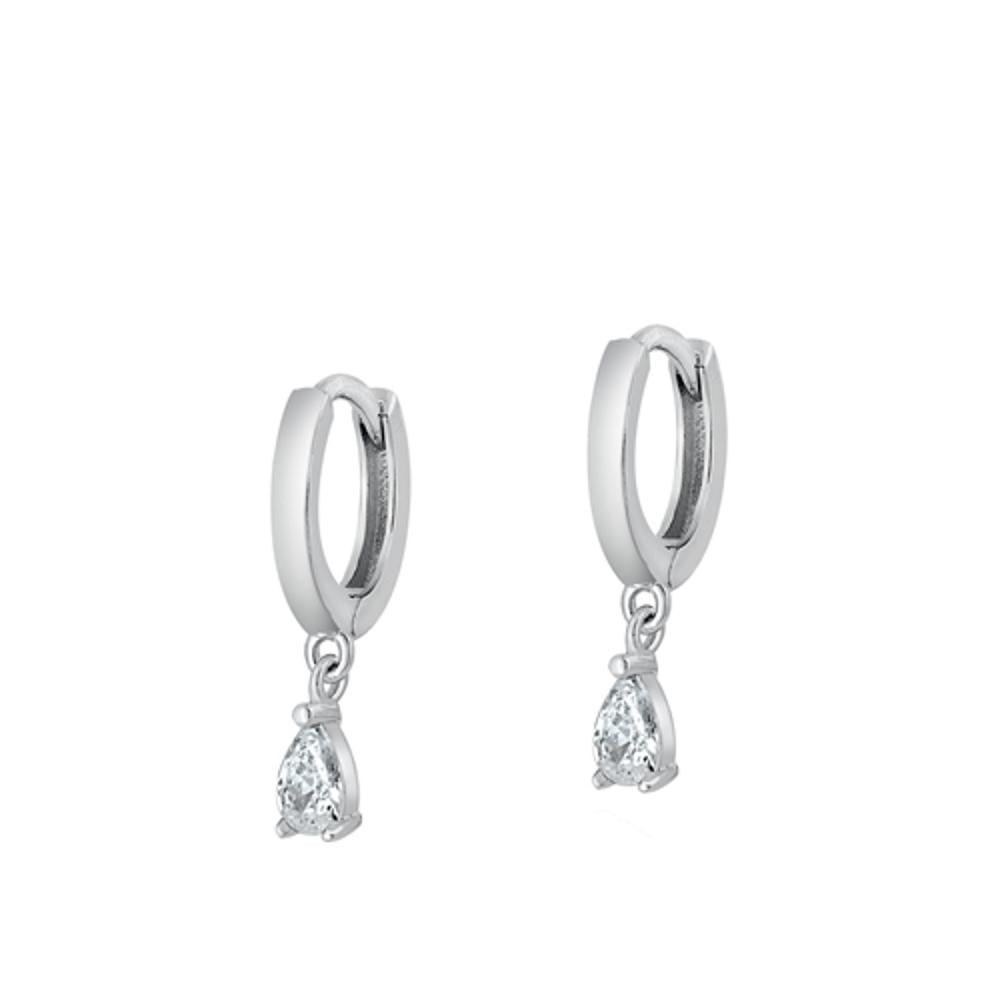 Sterling Silver High Polished Clear Cubic Zirconia Endless Hoop Earrings 925 New Jewelry Female