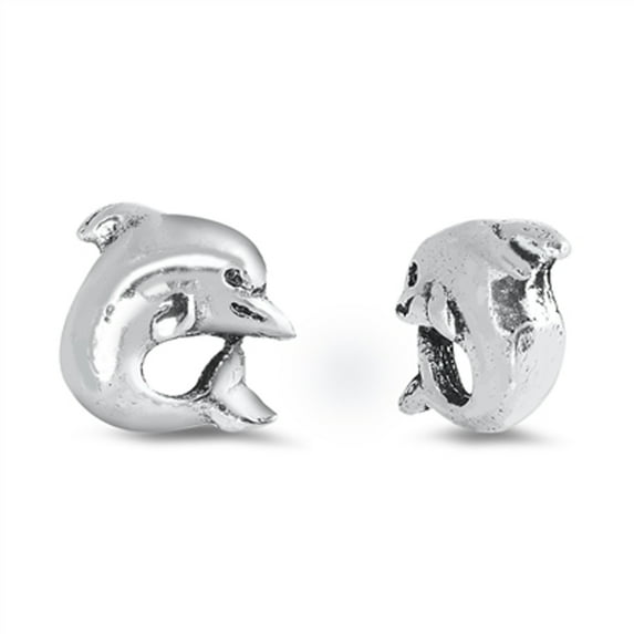 Sterling Silver High Polished Dolphin Animal Ocean Earrings 925 New Jewelry Female Unisex