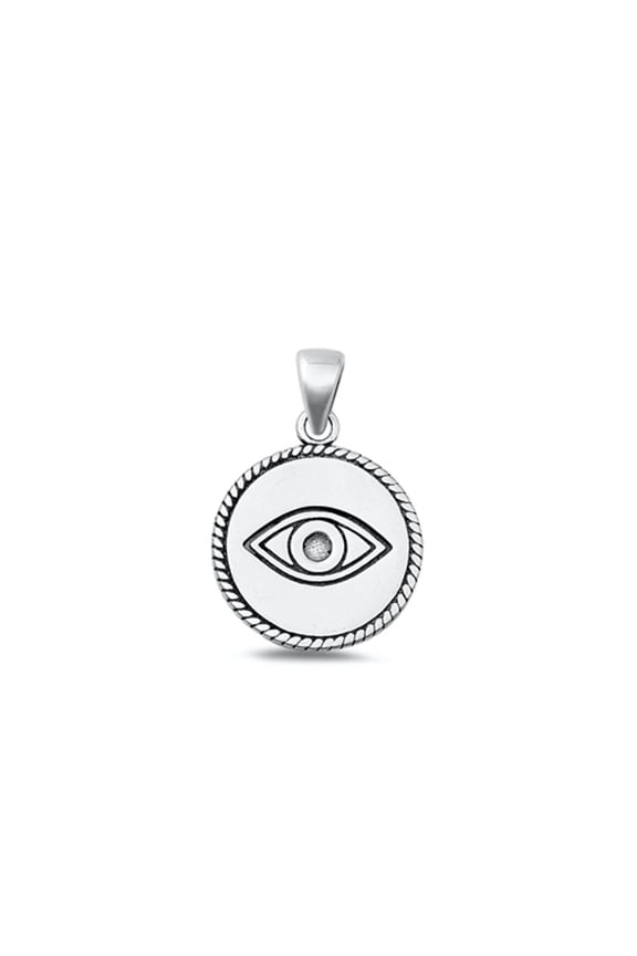 Sterling Silver High Polished Evil Eye Pendant Oxidized Charm 925 New Jewelry Female Unisex