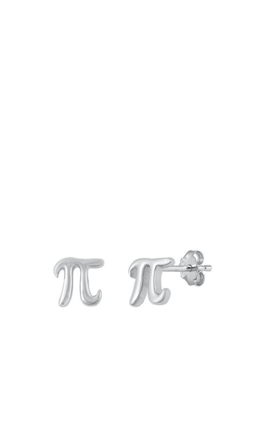 Sterling Silver High Polished Math Symbol Pi Earrings 925 New Jewelry Female Unisex