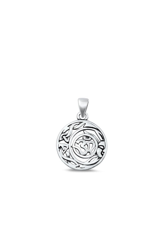 Sterling Silver High Polished Moon Sun Om Pendant Ohm Charm .925 New Jewelry Female Unisex
