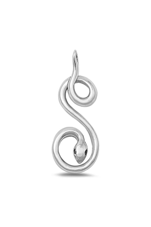 Sterling Silver High Polished Snake Pendant Elegant Charm .925 New Jewelry Female Unisex
