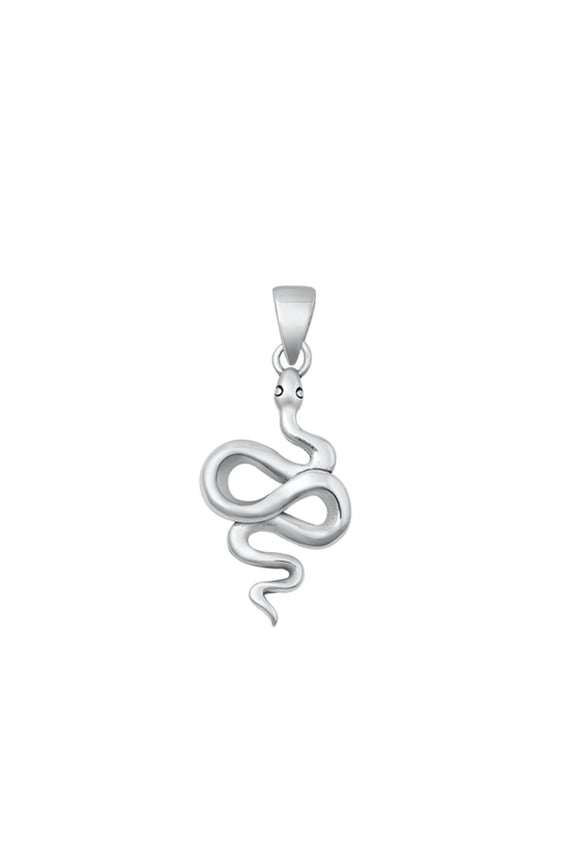 Sterling Silver High Polished Swirl Snake Pendant .925 Serpent Charm Jewelry Female Unisex