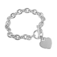 thumbnail image 1 of Sterling Silver High Polished Toggle Heart Link Bracelet 7.5", 1 of 2