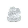 thumbnail image 1 of Sterling Silver His Hers Round Diamond Cluster Matching Wedding Set 1-3/8 Cttw, 1 of 1