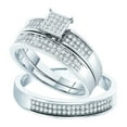 thumbnail image 1 of Sterling Silver His Hers Round Diamond Cluster Matching Wedding Set 1/3 Cttw, Womens Size: 5-10, Mens Size: 7-13, 1 of 1