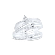 Sterling Silver His Hers Round Diamond Cluster Matching Wedding Set 1/3 Cttw