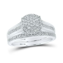 Sterling Silver His Hers Round Diamond Cluster Matching Wedding Set 5/8 Cttw, Womens Size: 5-10, Mens Size: 7-13