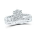 thumbnail image 1 of Sterling Silver His Hers Round Diamond Oval Matching Wedding Set 1/2 Cttw, Womens Size: 5-10, Mens Size: 7-13, 1 of 3