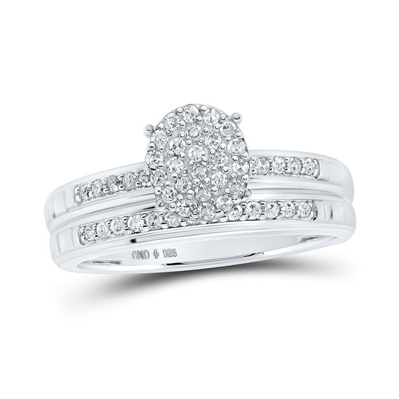 Sterling Silver His Hers Round Diamond Oval Matching Wedding Set 1/2 Cttw, Womens Size: 5-10, Mens Size: 7-13