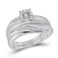 thumbnail image 1 of Sterling Silver His Hers Round Diamond Solitaire Matching Wedding Set 1/5 Cttw, Womens Size: 5-10, Mens Size: 7-13, 1 of 3