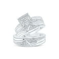 thumbnail image 1 of Sterling Silver His Hers Round Diamond Square Matching Wedding Set 1/2 Cttw, 1 of 1