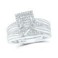 thumbnail image 1 of Sterling Silver His Hers Round Diamond Square Matching Wedding Set 1/2ctw, Womens Size: 5-10, Mens Size: 7-13, 1 of 3